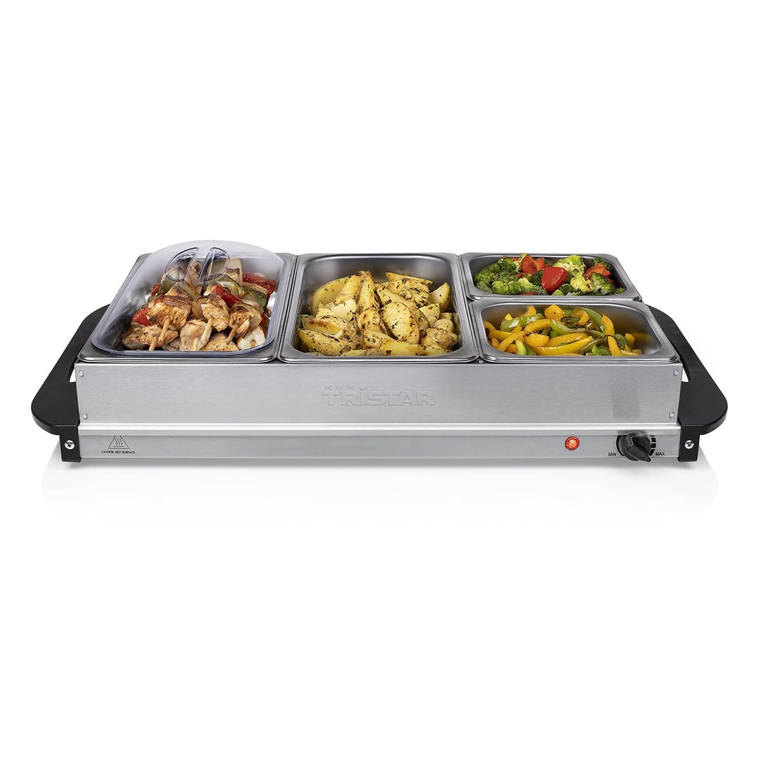 HENDI 871812 Rolltop-Präsenter Gekühlt & Tristar BP-6285 Buffet-Server, 300, Silber Bundle mit Buffe