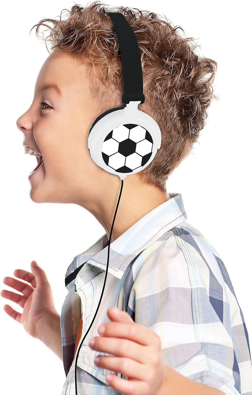 Lexibook, Football, Stereo-Kopfhörer, kindersicher, faltbar und einstellbar, schwarz/weiss, HP015FO
