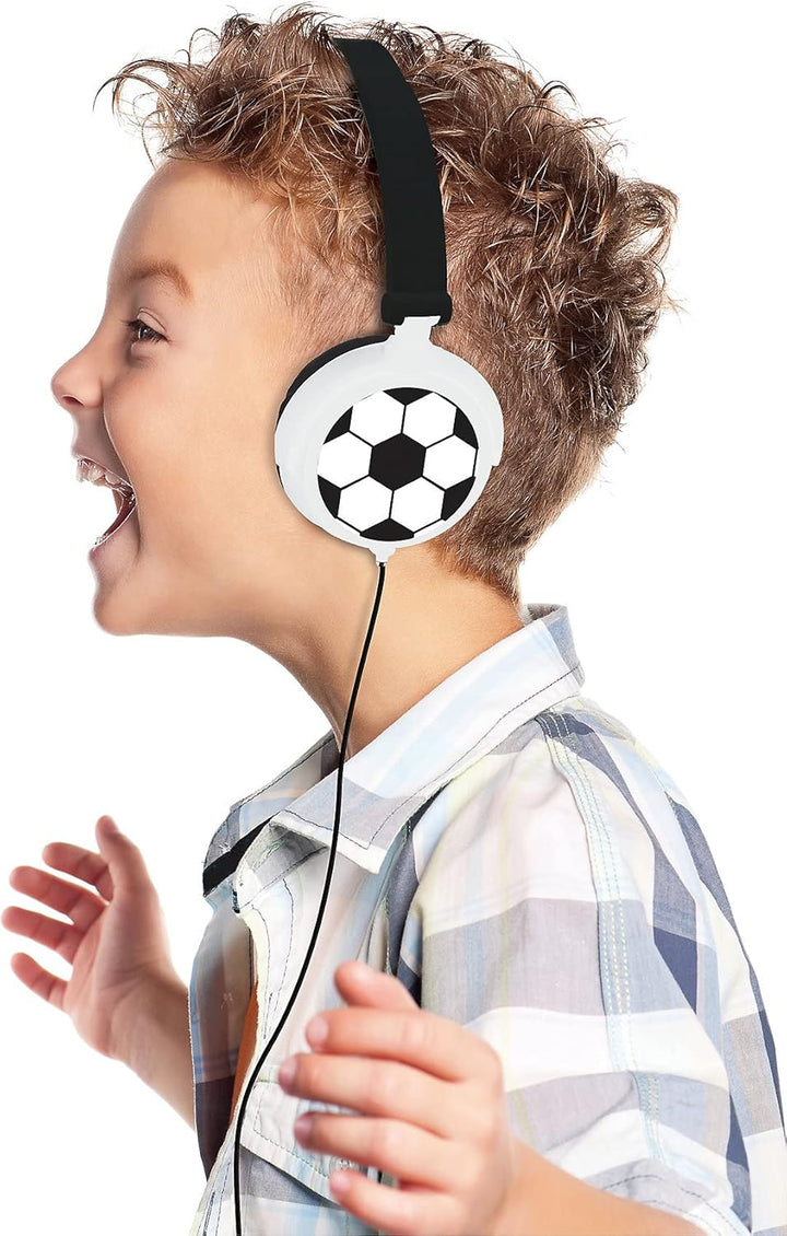 Lexibook, Football, Stereo-Kopfhörer, kindersicher, faltbar und einstellbar, schwarz/weiss, HP015FO