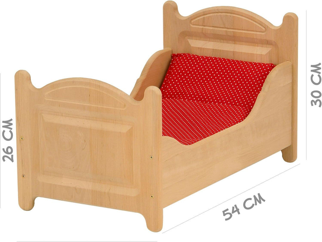 Drewart 933-3000 Puppenbett aus Holz, Holzspielzeug Puppenmöbel