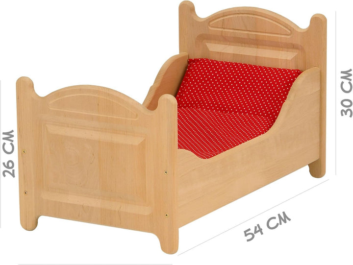 Drewart 933-3000 Puppenbett aus Holz, Holzspielzeug Puppenmöbel