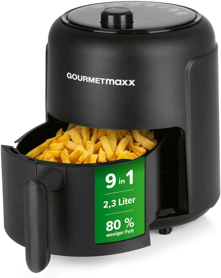 GOURMETmaxx Heissluftfritteuse 2,3L | Airfryer mit 60 Minuten Timer und 9 Funktionen inkl. Vorheizen