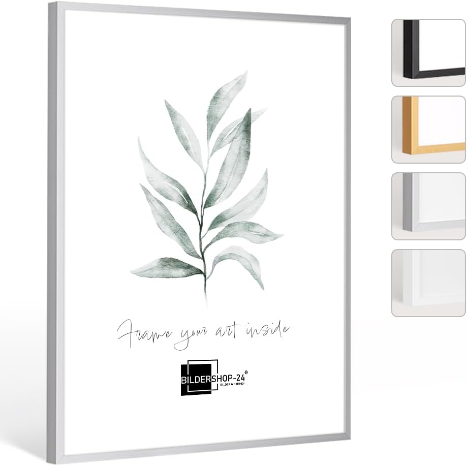 Bildershop-24 Bilderrahmen Milano Aluminium Alubilderrahmen 90 x 90 cm Aluminium Natur Fotorahmen, W