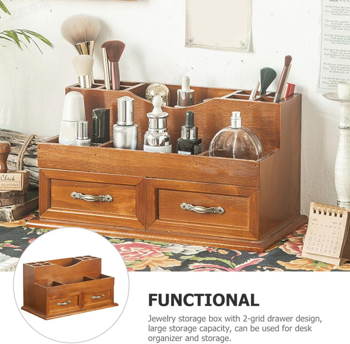 Tofficu Schmuckaufbewahrung Vintage Holz mit 2-fach Schublade Grosse Kapazität Flexible Aufbewahrung