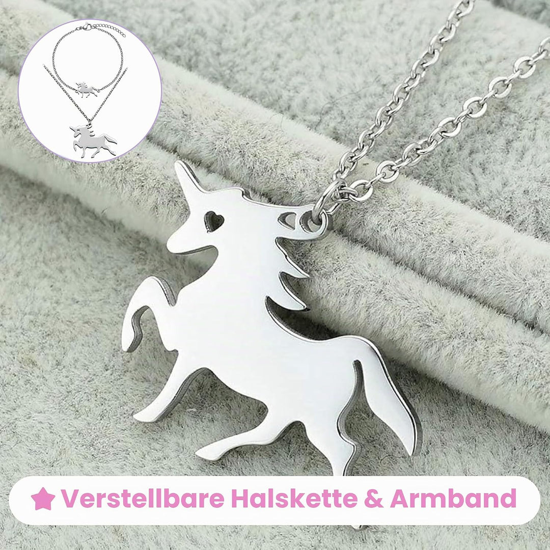 Jewelkeeper Einhorn Spieluhr &amp; Schmuckset für kleine Mädchen - Edelstahl - 3 Einhorngeschenke für Mä