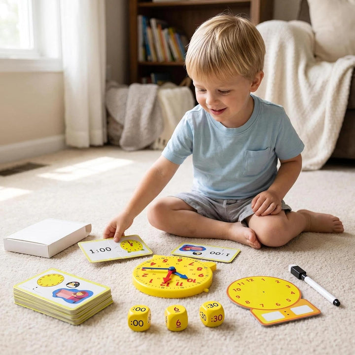 Lernuhr Kinder mit Abwischbare Schreibtafel und Kugelschreiber, B