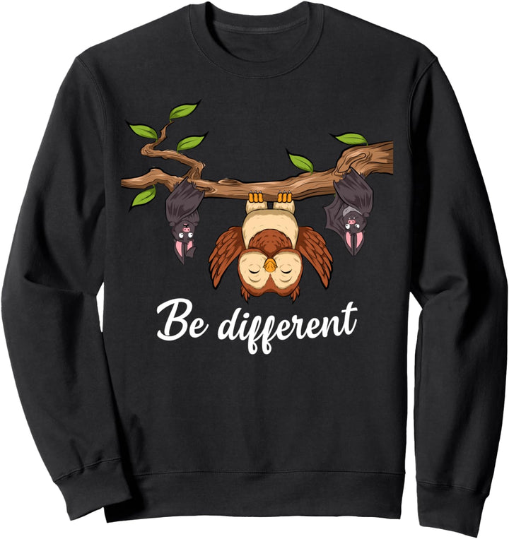 Fledermäuse und Eule Shirt lustiges Be Different Sweatshirt