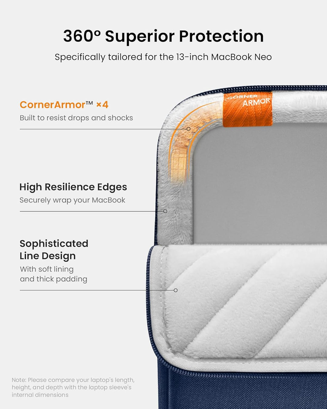tomtoc 360° Tasche Hülle Entwickelt für 13 Zoll MacBook Neo A3404 (2026) mit A18 Pro Chip, Wasserabw