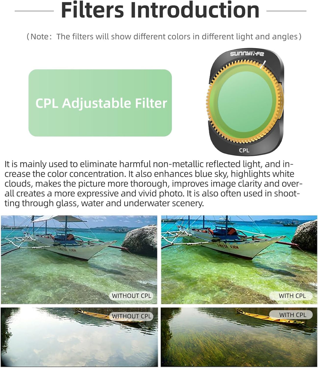 Filter-Set für DJI OSMO Pocket, 3 Neutraldichtefilter, UV-Polarisationsfilter, verstellbar, CPL+MCUV