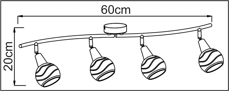 Trango 4-flg. 1010-48SD Deckenleuchte Edelstahl-Optik schwenkbar *WOW* inkl. 4x 3-Stufen dimmbar LED