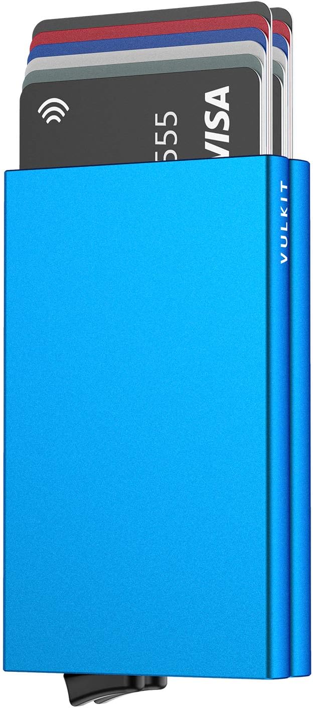 VULKIT Kartenetui Metall mit RFID NFC Schutz Karten Geldbörse Herren Geldbeutel Doppelt Karten Etui
