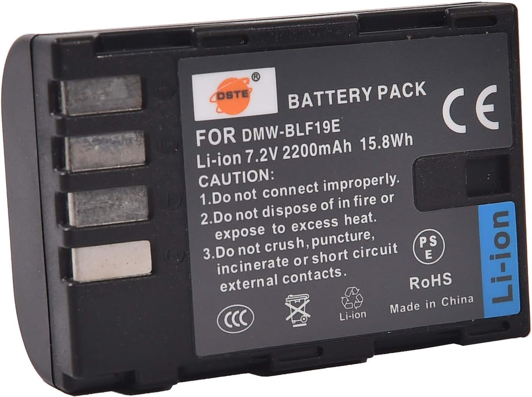 DSTE 2 x DMW-BLF19E Ersatzakku + Dual USB-Ladegerät mit LCD-Display, kompatibel mit DMW-BLF19 und Pa