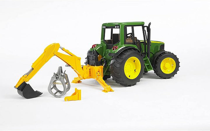 bruder 02338 - Zubehör Heckbagger mit Greifer & Schaufel - 1:16 Traktor Zubehör, Anhänger, Forstwirt