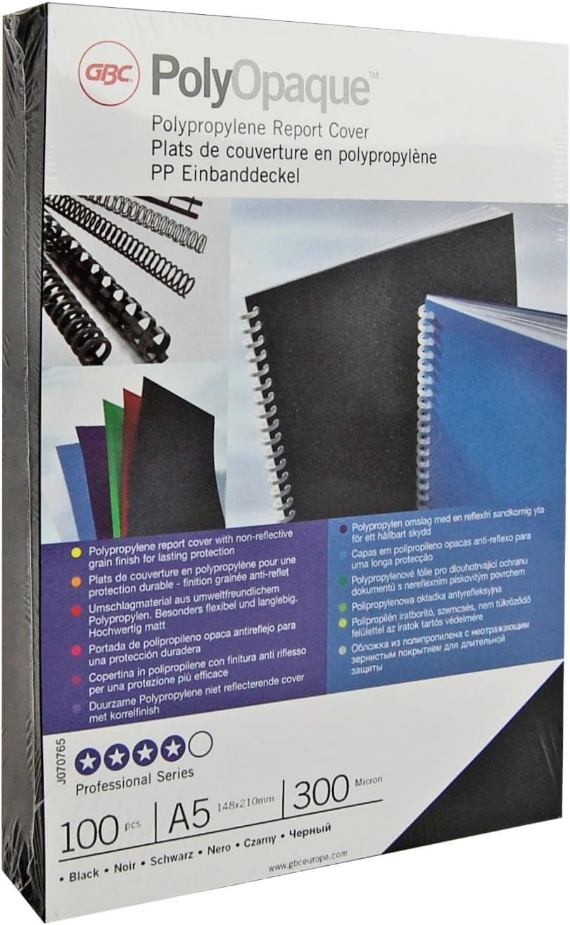 GBC IB387265 PolyOpaque Einbanddeckel, PP, 300 my, 100 Stück, dunkelblau Dark Blue, Dark Blue