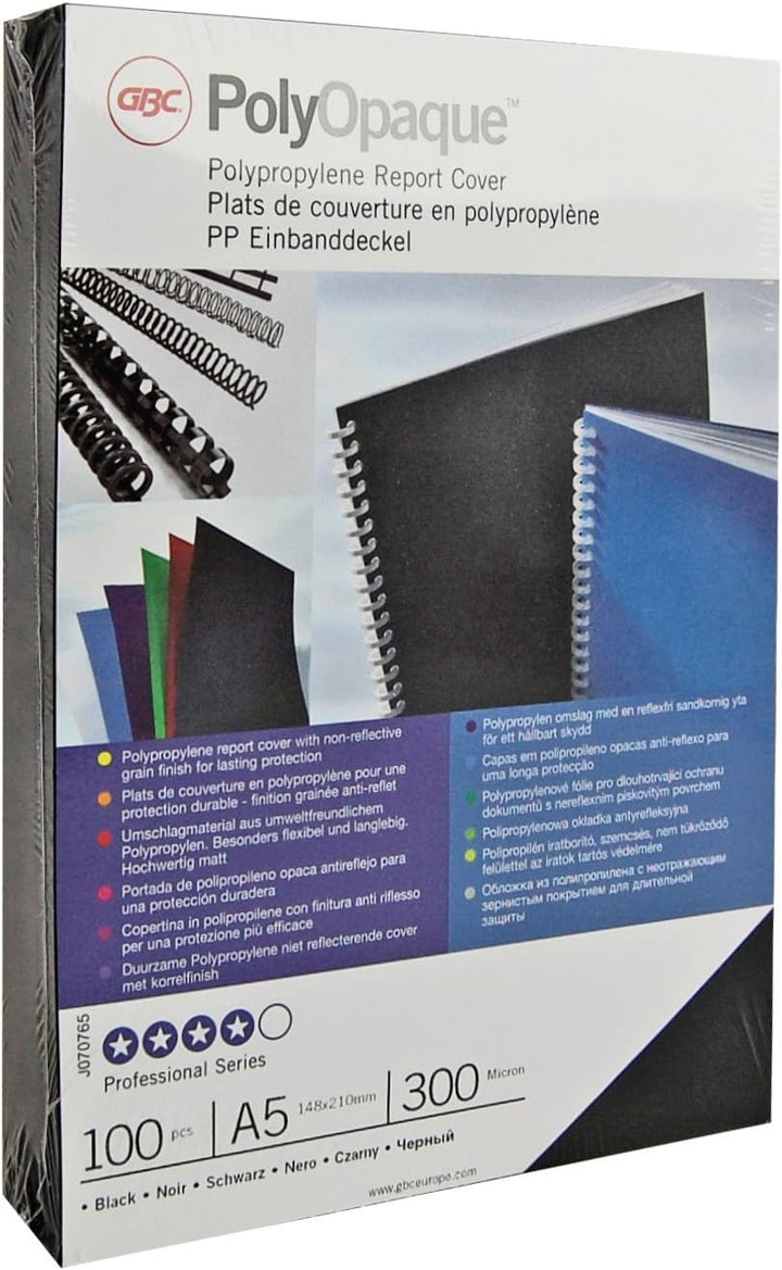 GBC IB387265 PolyOpaque Einbanddeckel, PP, 300 my, 100 Stück, dunkelblau Dark Blue, Dark Blue