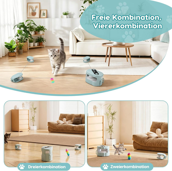 Interaktives Katzenspielzeug Elektrisch mit Fernbedienung, Automatisches Katzenlaufband mit 4 Geschw