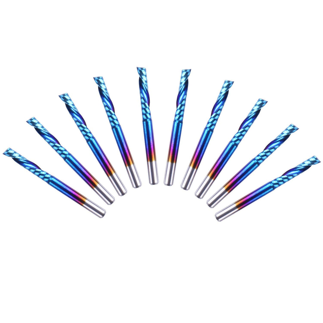 SainSmart Genmitsu 10Pcs Nano Blue Coat flache Nase Schaftfräser CNC Fräser, 1/8 "Schaft Spirale Upc