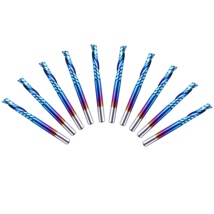 SainSmart Genmitsu 10Pcs Nano Blue Coat flache Nase Schaftfräser CNC Fräser, 1/8 "Schaft Spirale Upc