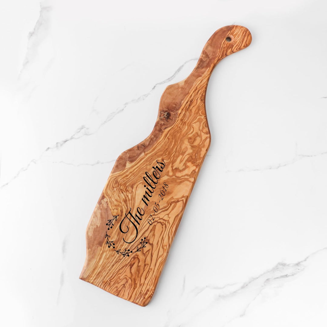 Handgefertigtes Schneidebrett aus Olivenholz, 60 cm, grosses rustikales Charcuterie-Brett | Käse- un
