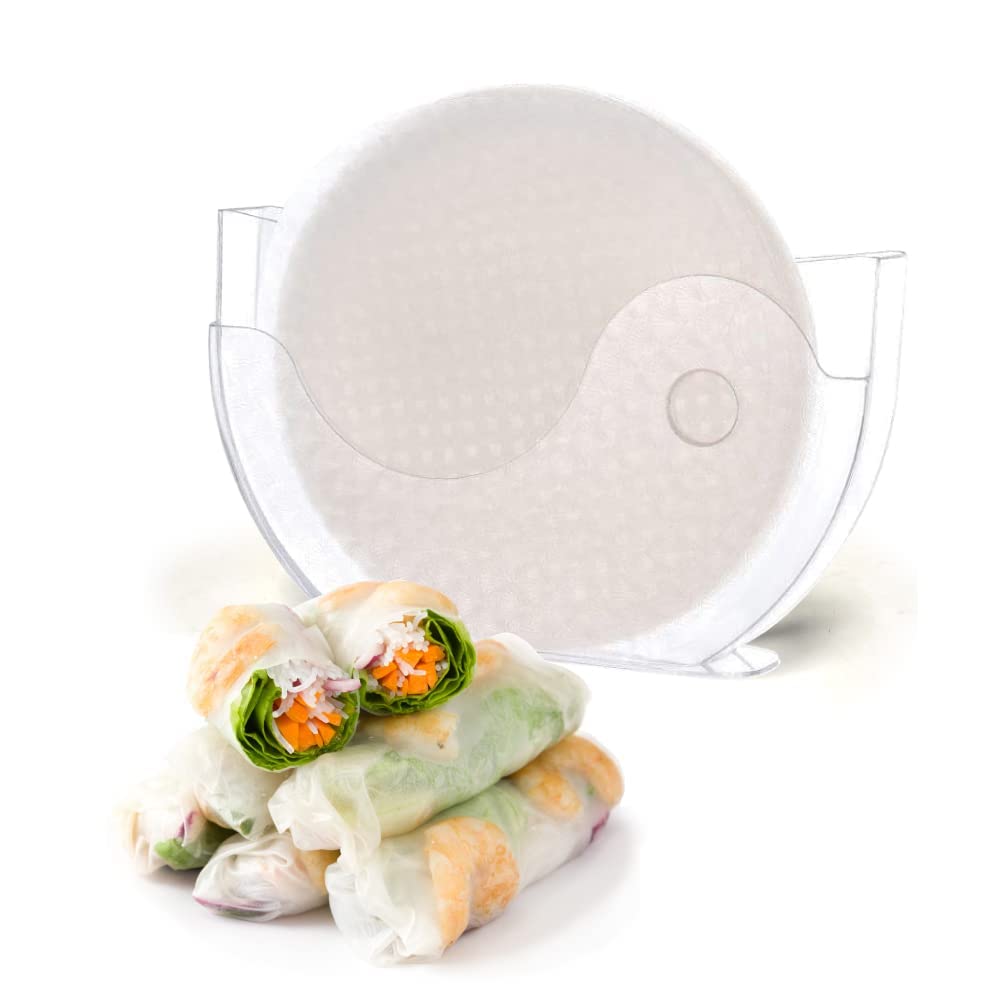 BANU Reispapier-Wasserschale mit Seitentaschen-Halter für Reispapierverpackungen für Frühlingsrollen