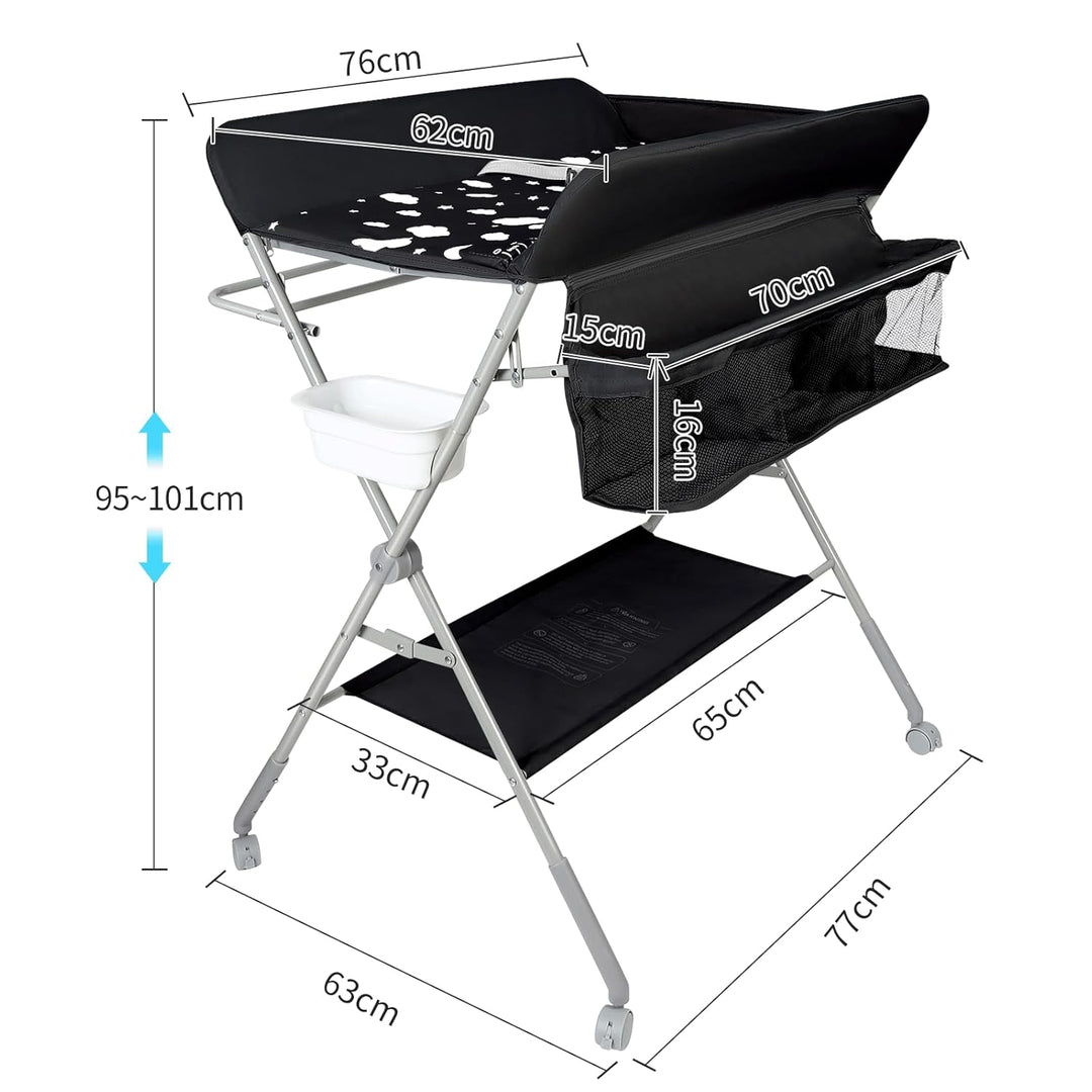 Baby Wickelkommode - Klappbar Wickelkombi - Tragbar Babypflegetisch, Mobiler Wickeltisch mit Sicherh