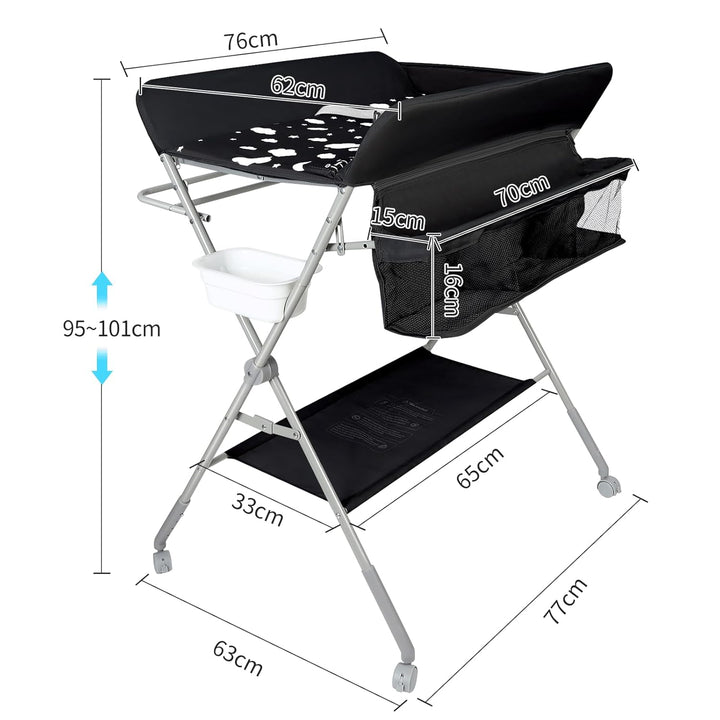 Baby Wickelkommode - Klappbar Wickelkombi - Tragbar Babypflegetisch, Mobiler Wickeltisch mit Sicherh
