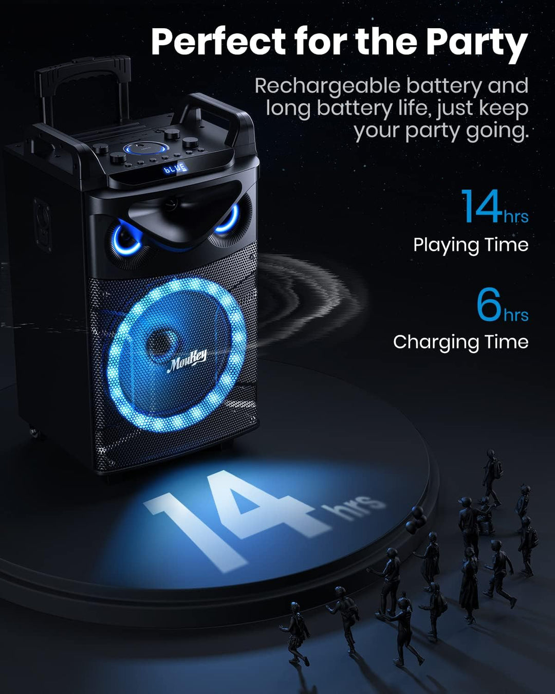 Moukey Karaoke Maschine mit 2 drahtlosen Mikrofonen, Bluetooth Lautsprecher Tragbares Karaoke Anlage