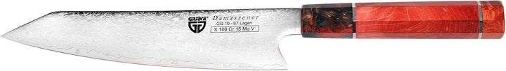 GRÄWE Damastmesser Signature, Grosses Messer aus Damaststahl, Super Scharf, Damaszener Santokumesser