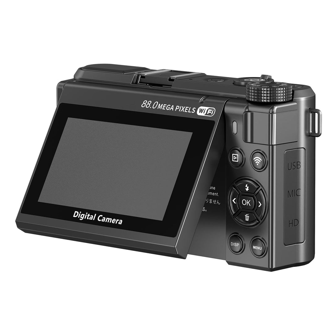 8K Digitalkamera für Fotografie, WiFi 88MP Vlogging -Kameras mit 3 "180 ° Flip -Bildschirm, Autofoku
