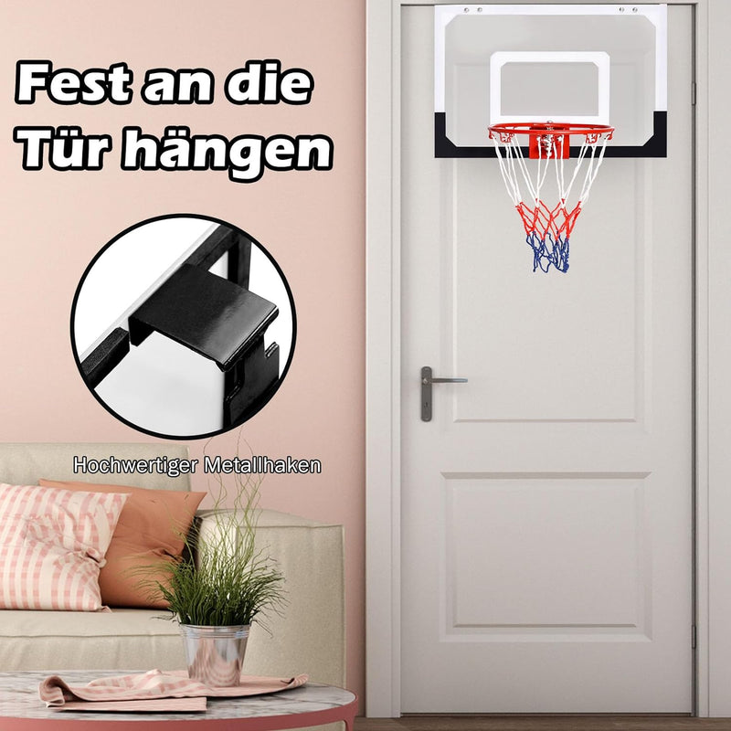 GYMAX Basketballkorb, Mini Basketballkorb mit Netz & Rückwand, Basketballkorb Ball & Pumpe, Basketba