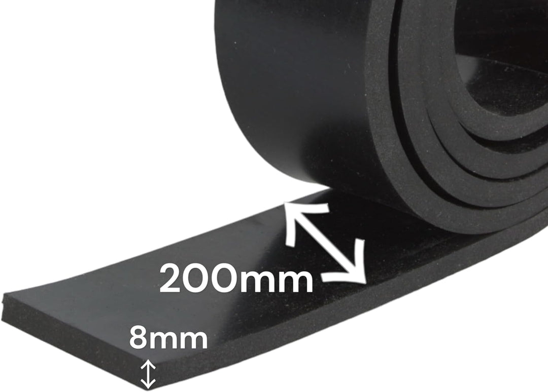 Gummistreifen 200mm breit 8mm dick 1-10m lang Vollgummi Hartgummi (2000x200x8mm), 2000x200x8mm