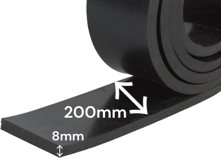 Gummistreifen 200mm breit 8mm dick 1-10m lang Vollgummi Hartgummi (2000x200x8mm), 2000x200x8mm
