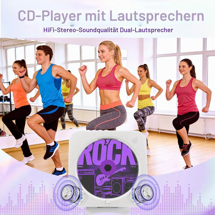 CD-Player mit Bluetooth – Wandmontierbarer Musik-Player Home Audio Boombox mit LCD-Display und Staub