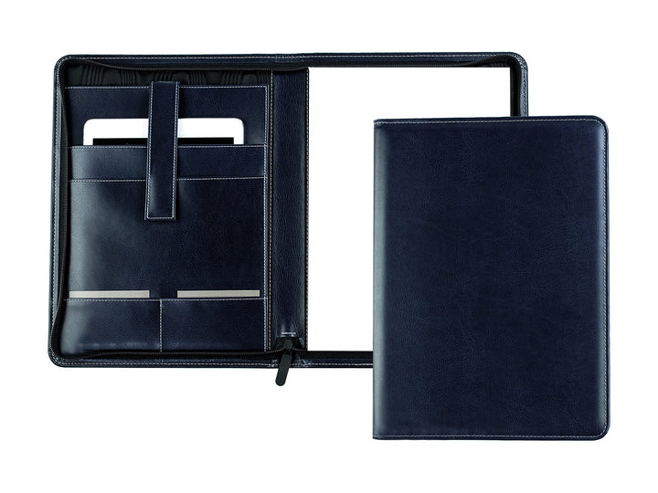 DELMON VARONE - Tablet Schreibmappe mit Reissverschluss inkl. Notizblock DIN A4 aus veganem Eco Kuns