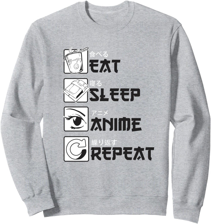Eat Sleep Anime Repeat Anime Merch Anime Stuff Otaku Anime Sweatshirt
