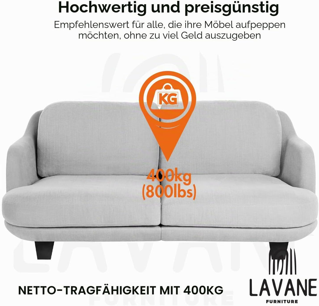 La Vane 4 Stück Möbelfüsse aus Massivholz - 12cm Höhe, Unlackiert, Pyramidenform mit M8 Gewindebolze