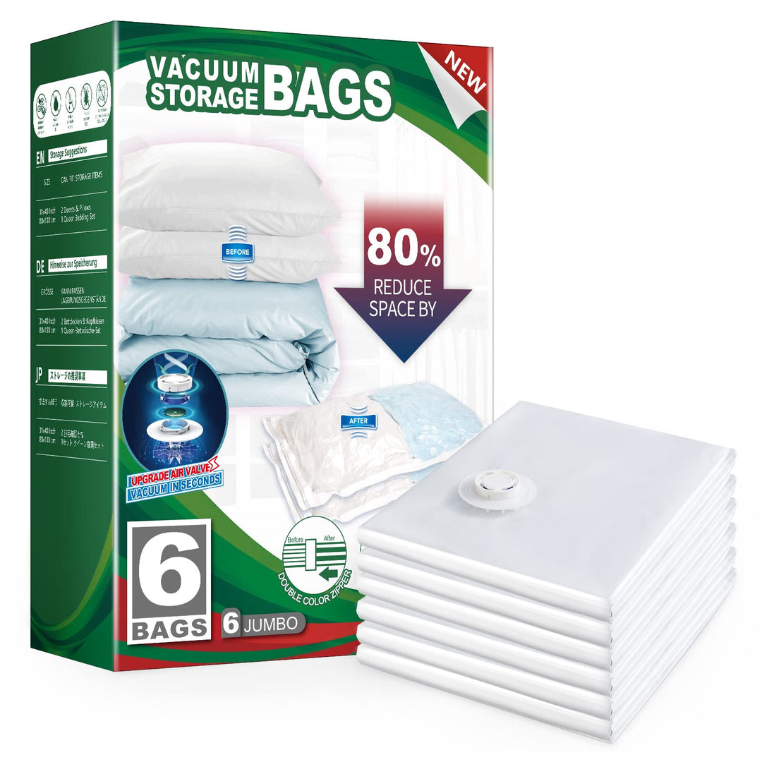 TAILI Vakuumbeutel für Kleidung 6 Stück Extra Gross 100 X 80 CM Vakuumierbeutel für Bettdecken, Deck