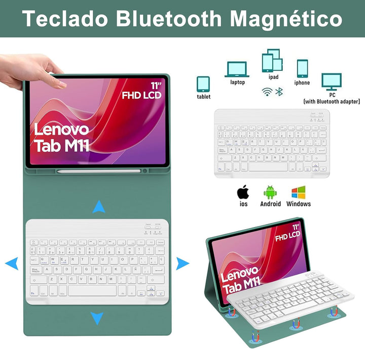 WINCHKING Tastatur Hülle fürad Pr 2024, Bluetooth Tastatur QWERTZ Layout, Abnehmbare Magnetische Tas