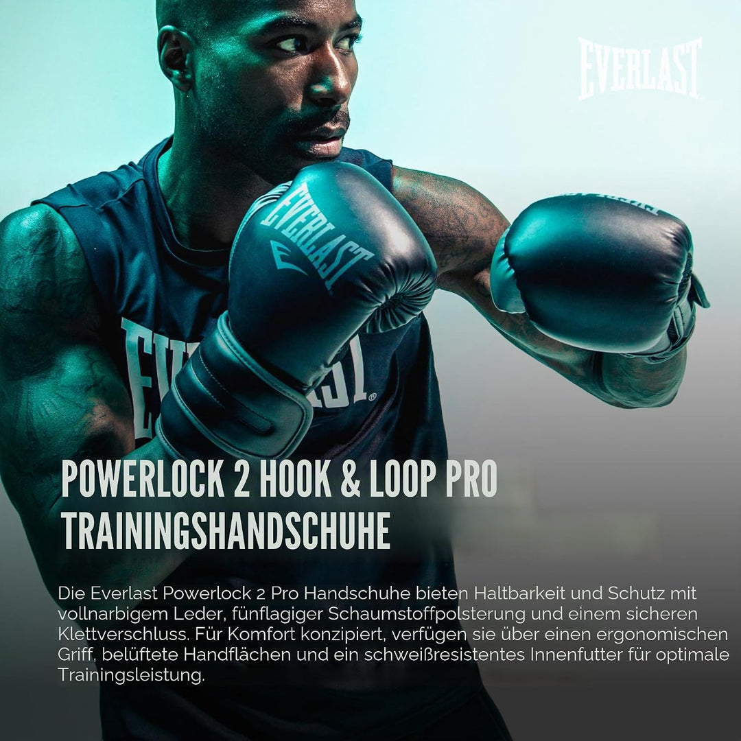 Everlast Unisex – Erwachsene Powerlock 2R Glove Handschuhe Schwarz 16oz, Schwarz 16oz