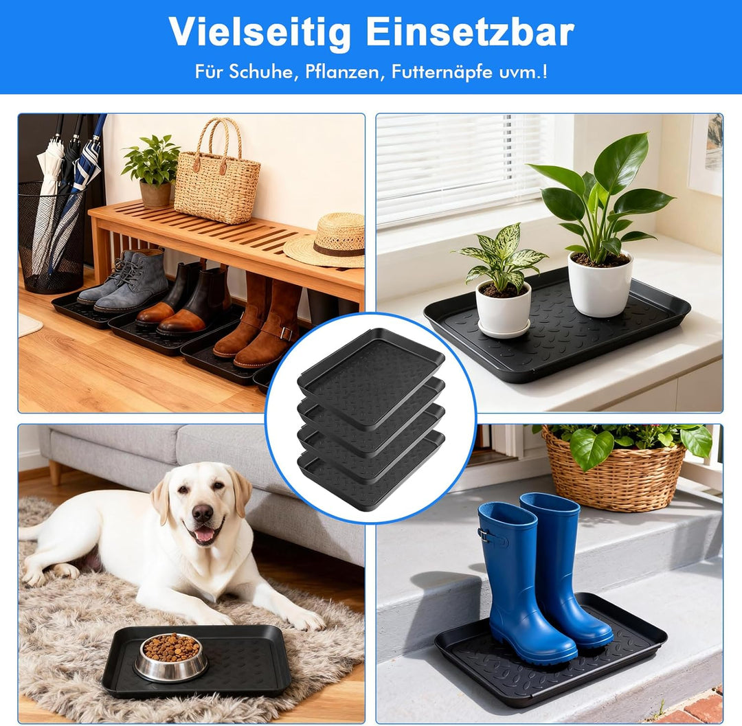 4 Set Schuhabtropfschale, 35 x 27.5 x 3 cm Schuhmatte Abtropfmatte, Abtropfschale Schuhe aus Kunstst