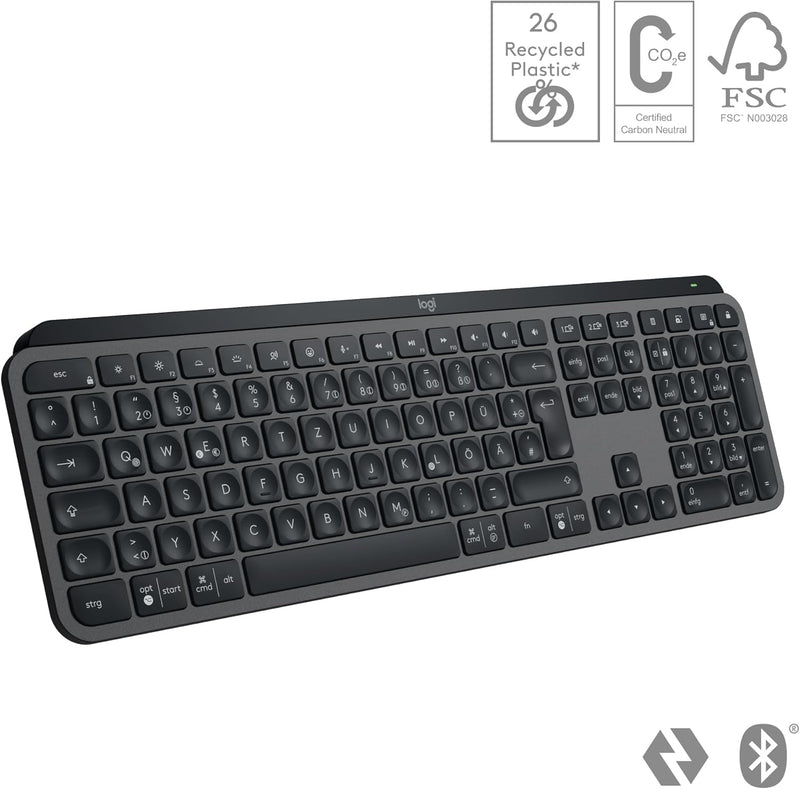 Logitech MX Keys S kabellose Tastatur, Low Profile, Precise Quiet Typing, Programmable , Backlightin