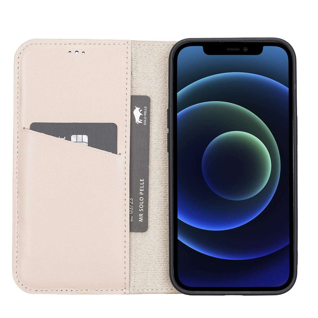 Solo Pelle aufklappbare Lederhülle kompatibel für iPhone 13 Pro Max in 6.7 Zoll inkl. 1 Kartenfach f