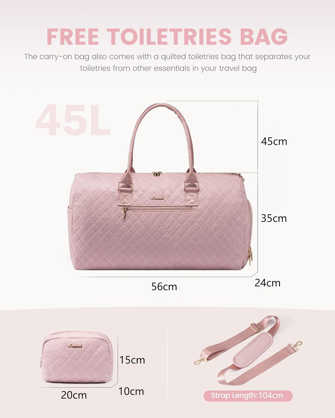 LOVEVOOK Reisetasche Sporttasche Damen, 45L Gross Weekender Travel Bag Kliniktasche Geburt mit Kultu