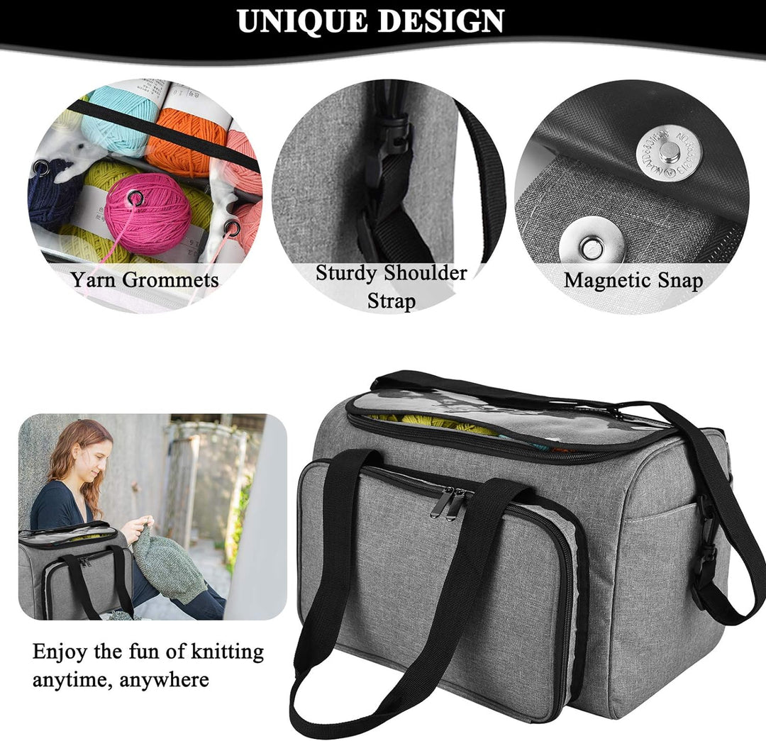 Coopay Häkeltasche, tragbare Garn-Aufbewahrungstasche, Reise-Tragetasche zum Schutz von unfertigem P