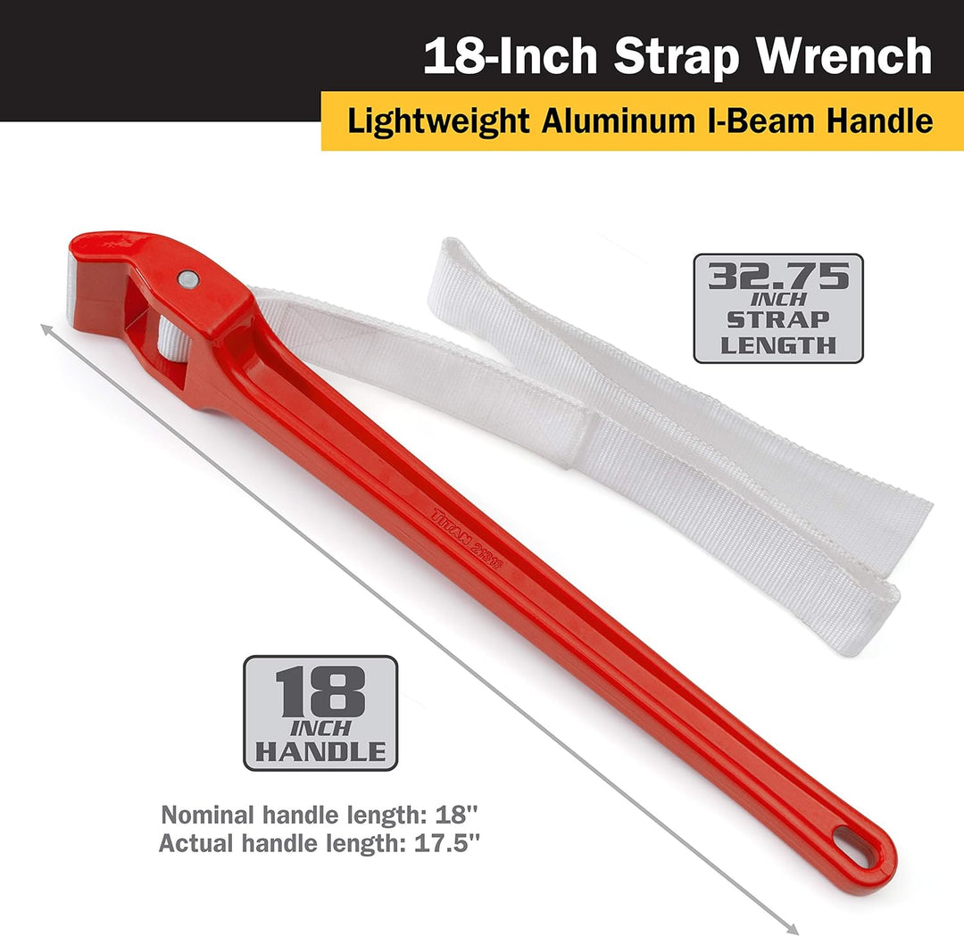 Titan 21316 18-Inch Strap Wrench 18" Handle, 18" Handle