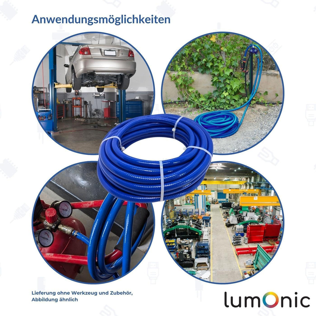 Lumonic 20m Druckluftschlauch I 13mm I flexibel, abriebfest und gewebeverstärkt I Druckluft & Bewäss