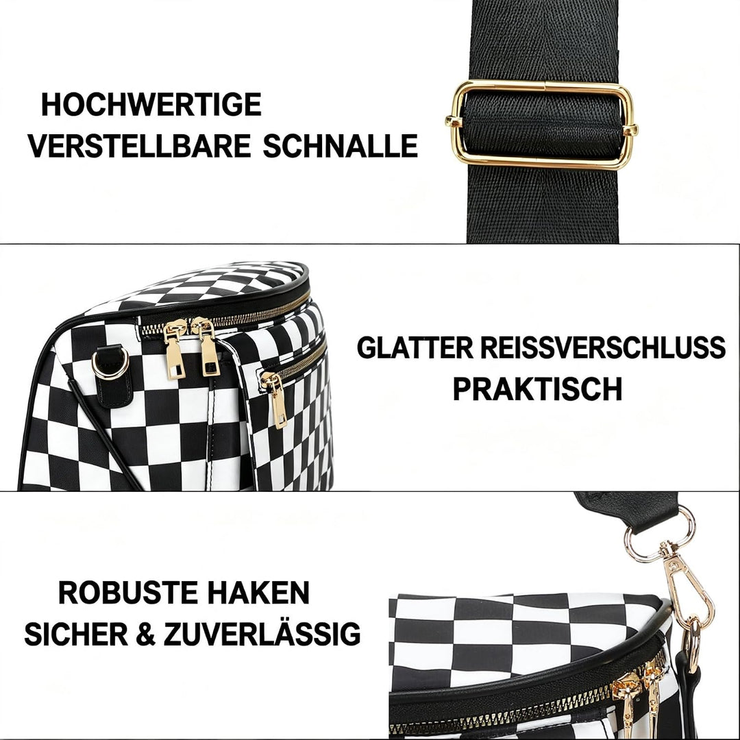 Eslcorri Wickeltasche Klein Umhängetasche Damen Kariert 8L Crossbody Bag | Bauchtasche mit Feuchttüc