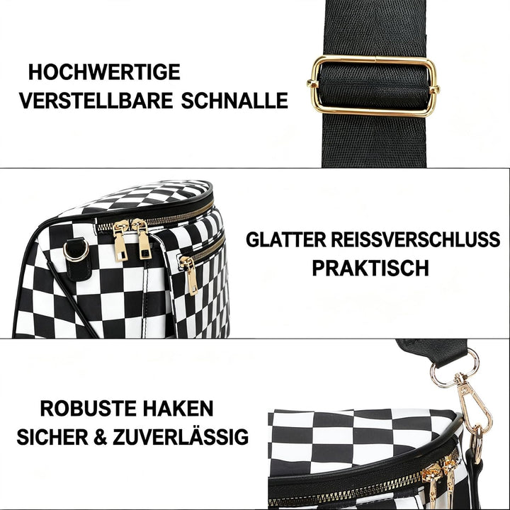 Eslcorri Wickeltasche Klein Umhängetasche Damen Kariert 8L Crossbody Bag | Bauchtasche mit Feuchttüc
