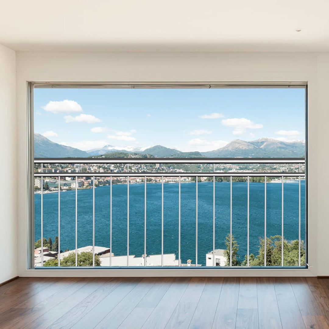 Aufun Französischer Balkon 184 x 90 cm Edelstahl Geländer Terrassengeländer mit 14 Füllstäben, Balko