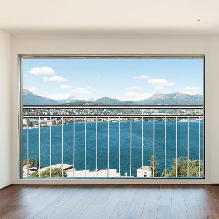 Aufun Französischer Balkon 184 x 90 cm Edelstahl Geländer Terrassengeländer mit 14 Füllstäben, Balko